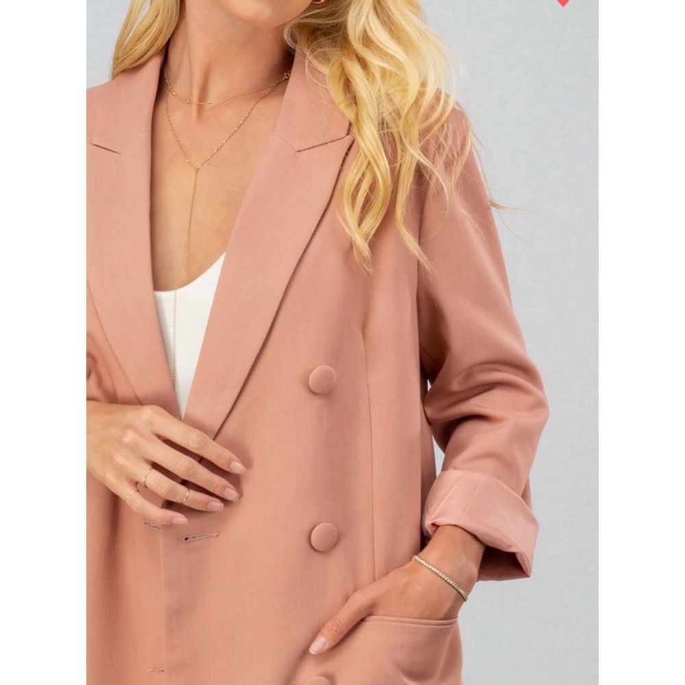 New Oversize Mauve pink button blazer jacket - Picture 2 of 8
